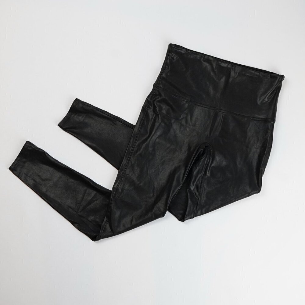 Spanx Black Faux Leather Leggings - Size XL - EUC